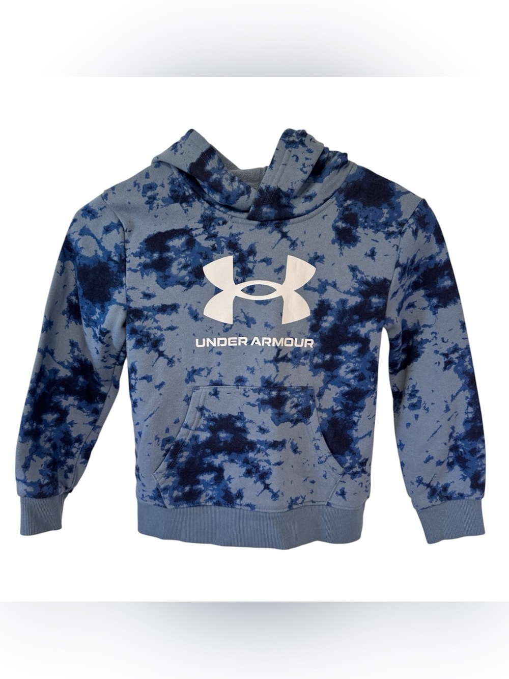 Under Armour Kids Blue Tie-Dye Hoodie Soft Fleece Pullover Sweatshirt Size 6